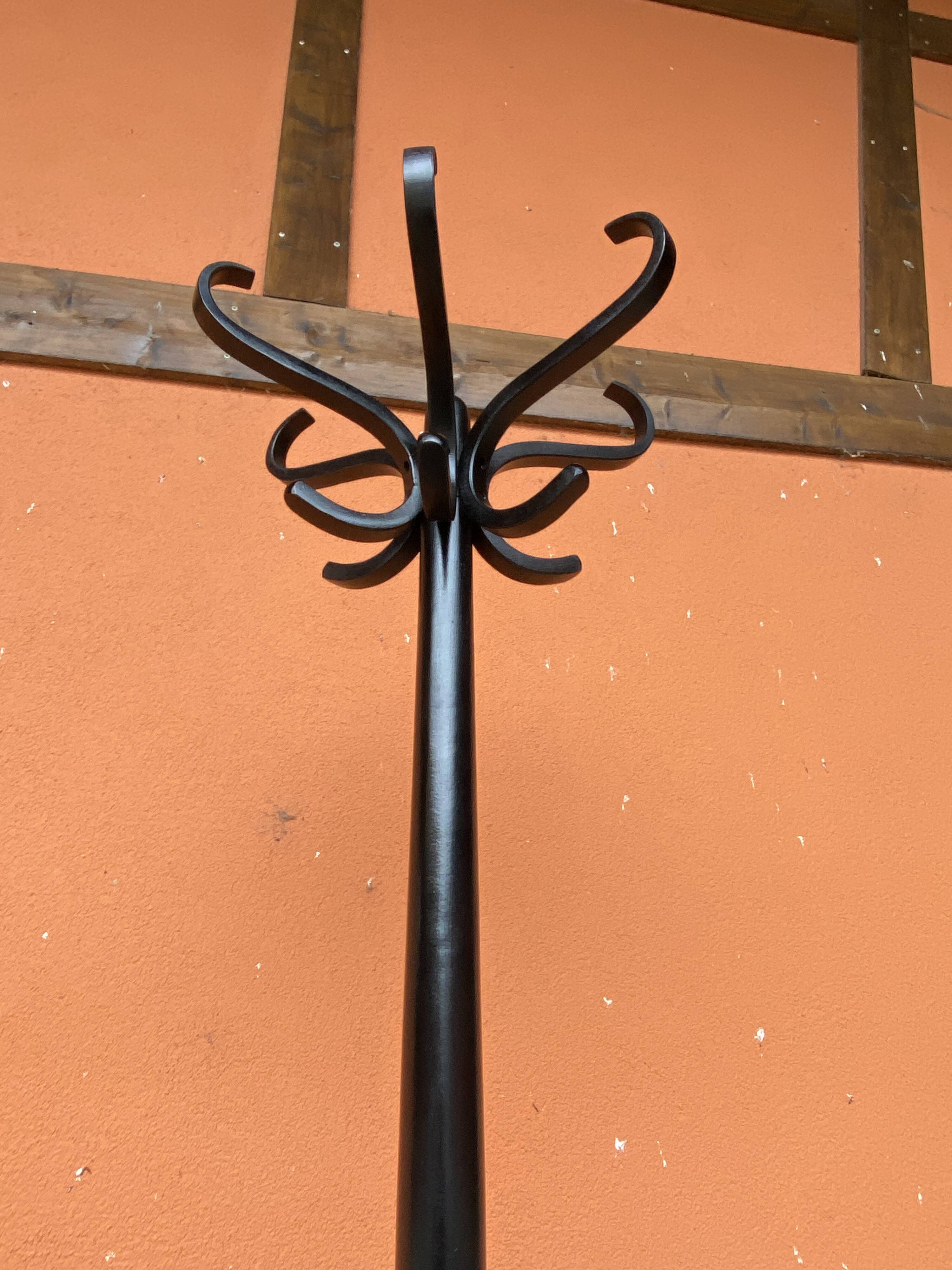 Baumann coat rack on vintage parrot stand 70s curved wood