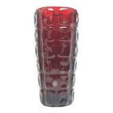 Vase moderne du milieu du siècle, en verre soda rouge, Ząbkowice, Pologne, années 1970