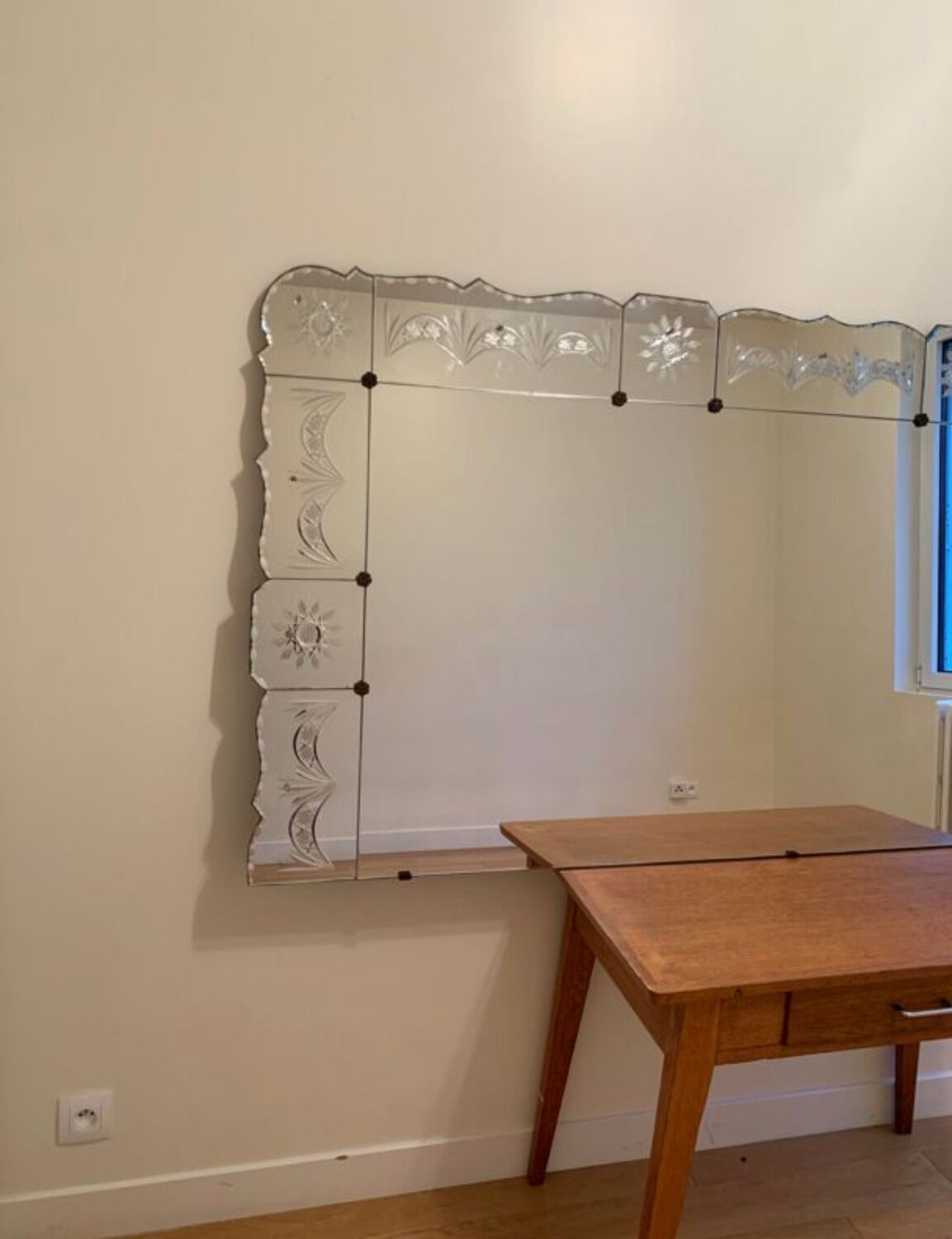 Large antique Art Deco Venetian mirror 203x100