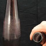 Pair of biot type bubbled colored glass vase