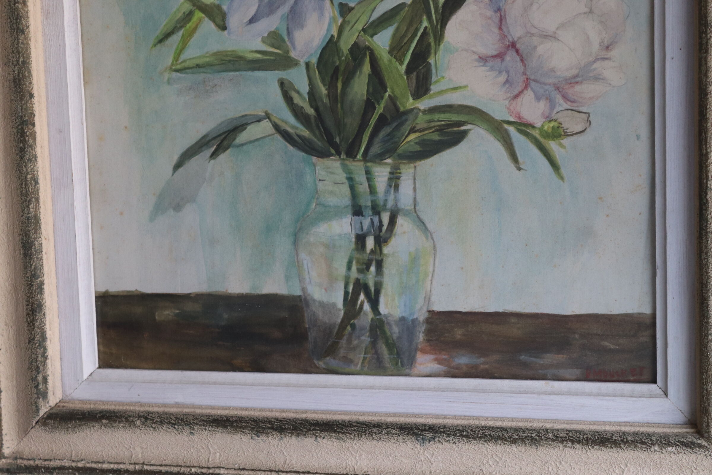Nature morte aquarelle bouquet de pivoines