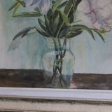 Still life watercolor bouquet of peonies