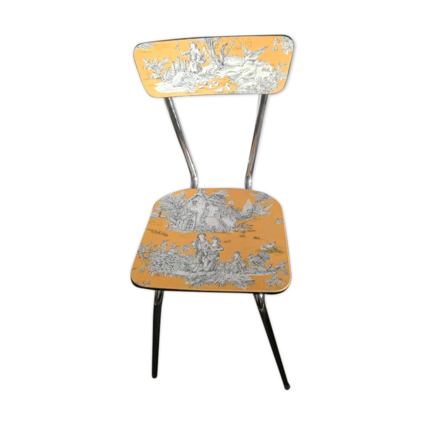 Chair style formica revalued Yellow Jouy mustard canvas