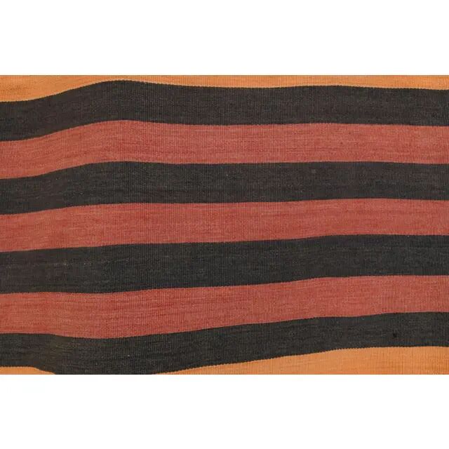 1970s Vintage Turkish Handmade Wool Cotton Red Orange Kilim Rug 93x323