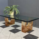 Glass coffee table in the style of marie-claude de fouguieres 1970s