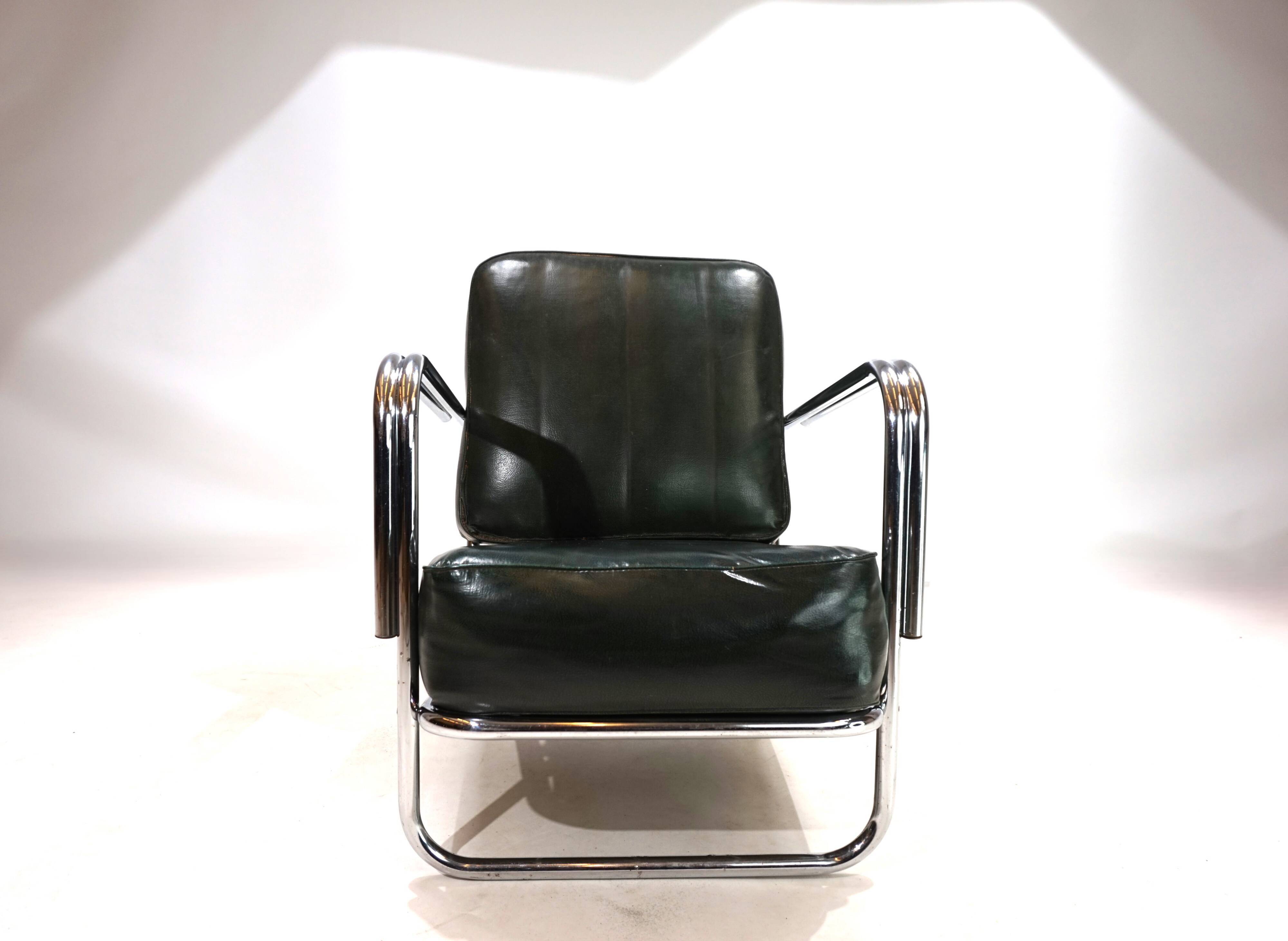 Fauteuil Art Déco en tube d'acier dans le goût de Gilbert Rhode Troy Sunshade, 1930