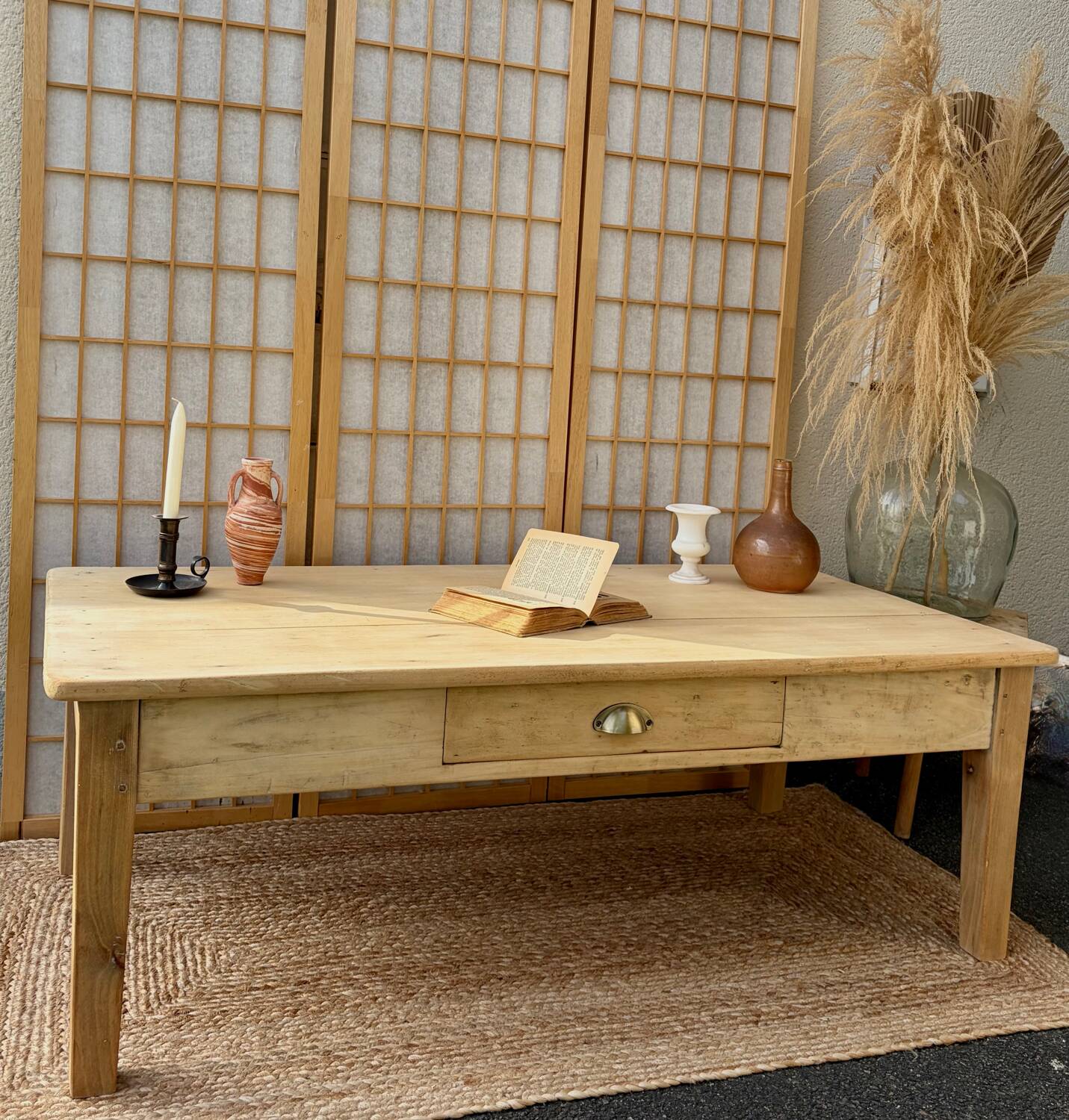 Raw wood coffee table