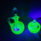 Carafe and sugar bowl in ouraline, Legras/Baccarat