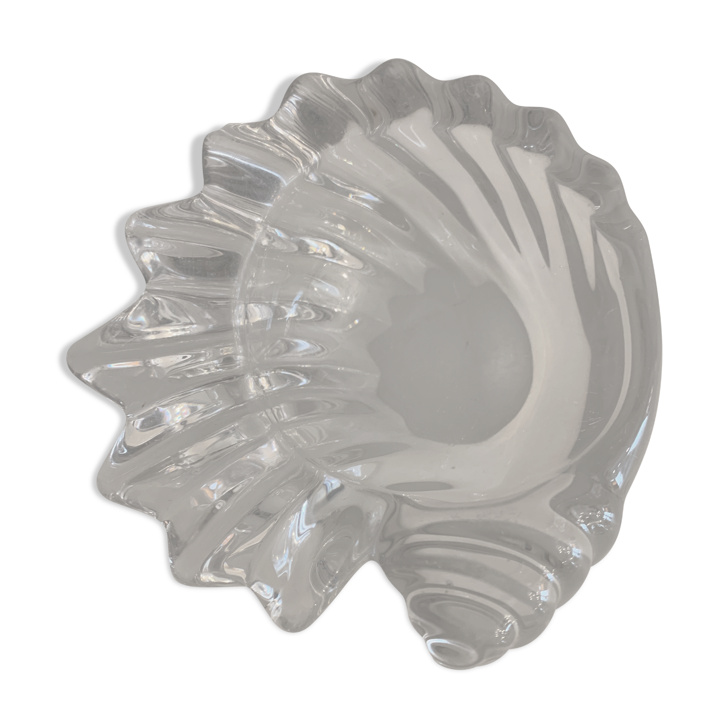 Empty crystal pocket in the shape of a shell