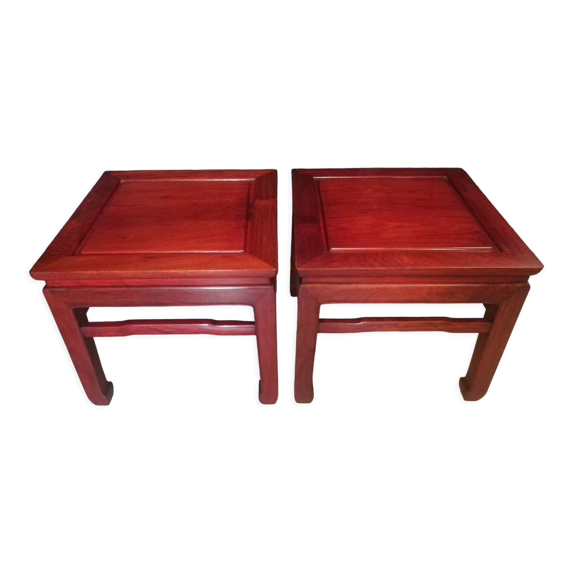 Paire de tables basses chinoises en bois exotique