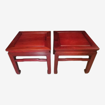 Paire de tables basses chinoises en bois exotique