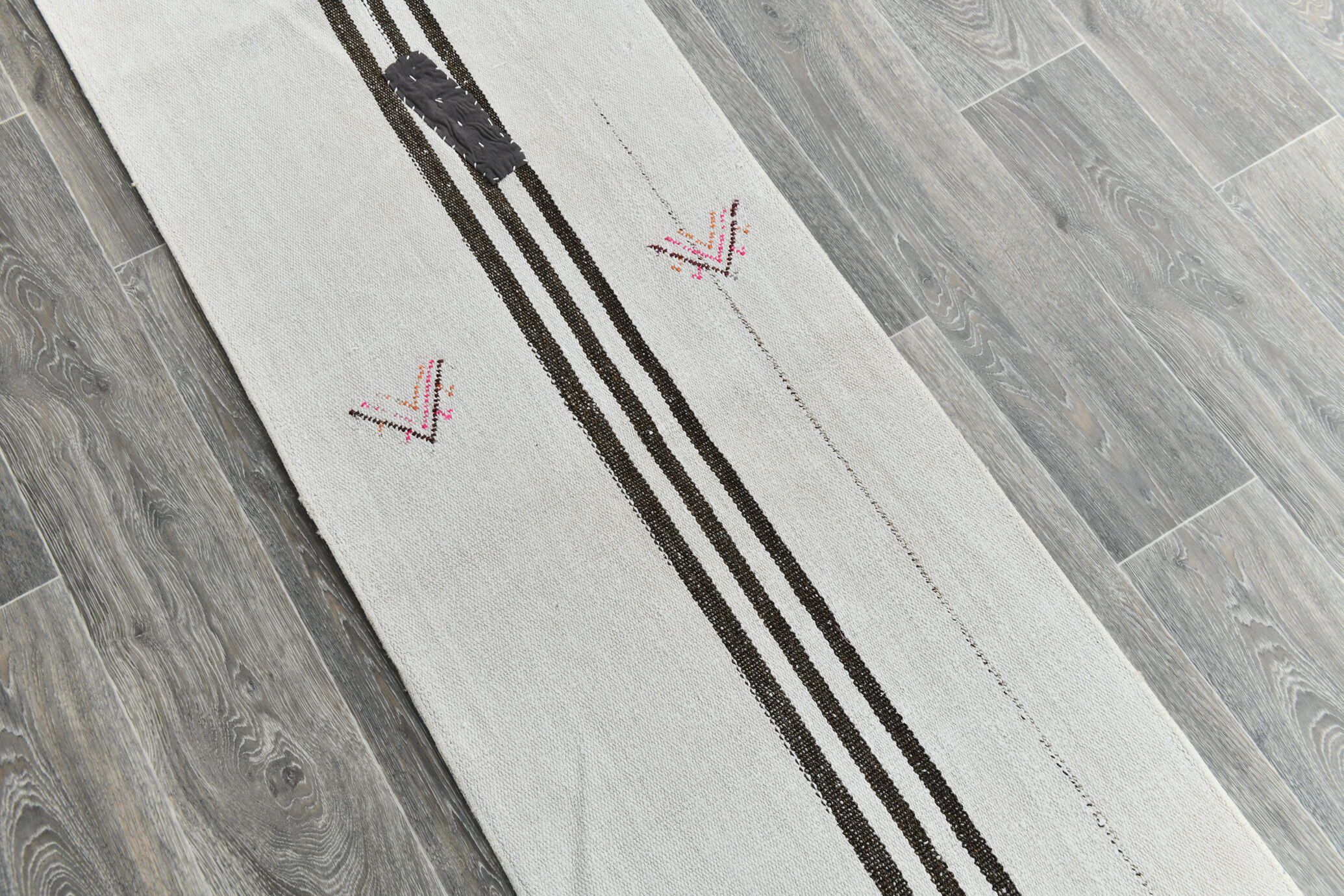 2x8 white brown hemp runner rug 57x260cm
