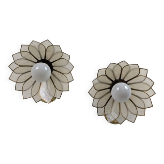 Paire appliques fleurs en nacre