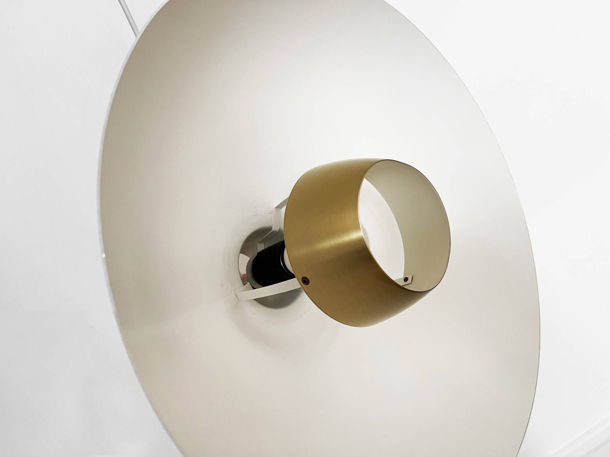 Golden aluminum pendant light by Lyfa. Denmark 1970s