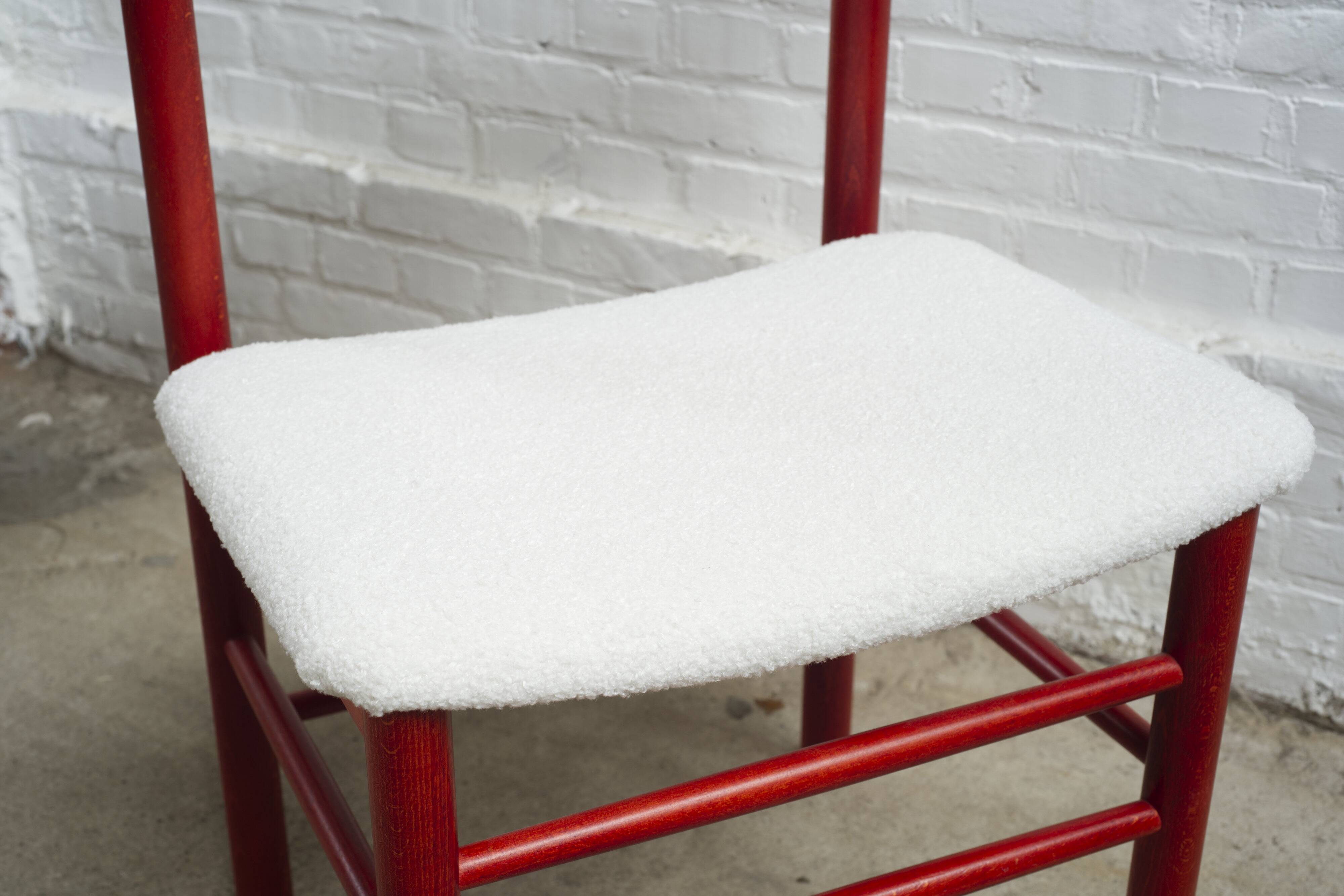 6x red stained beech dining chairs "Model 250" by Farstrup Denmark, 1960's