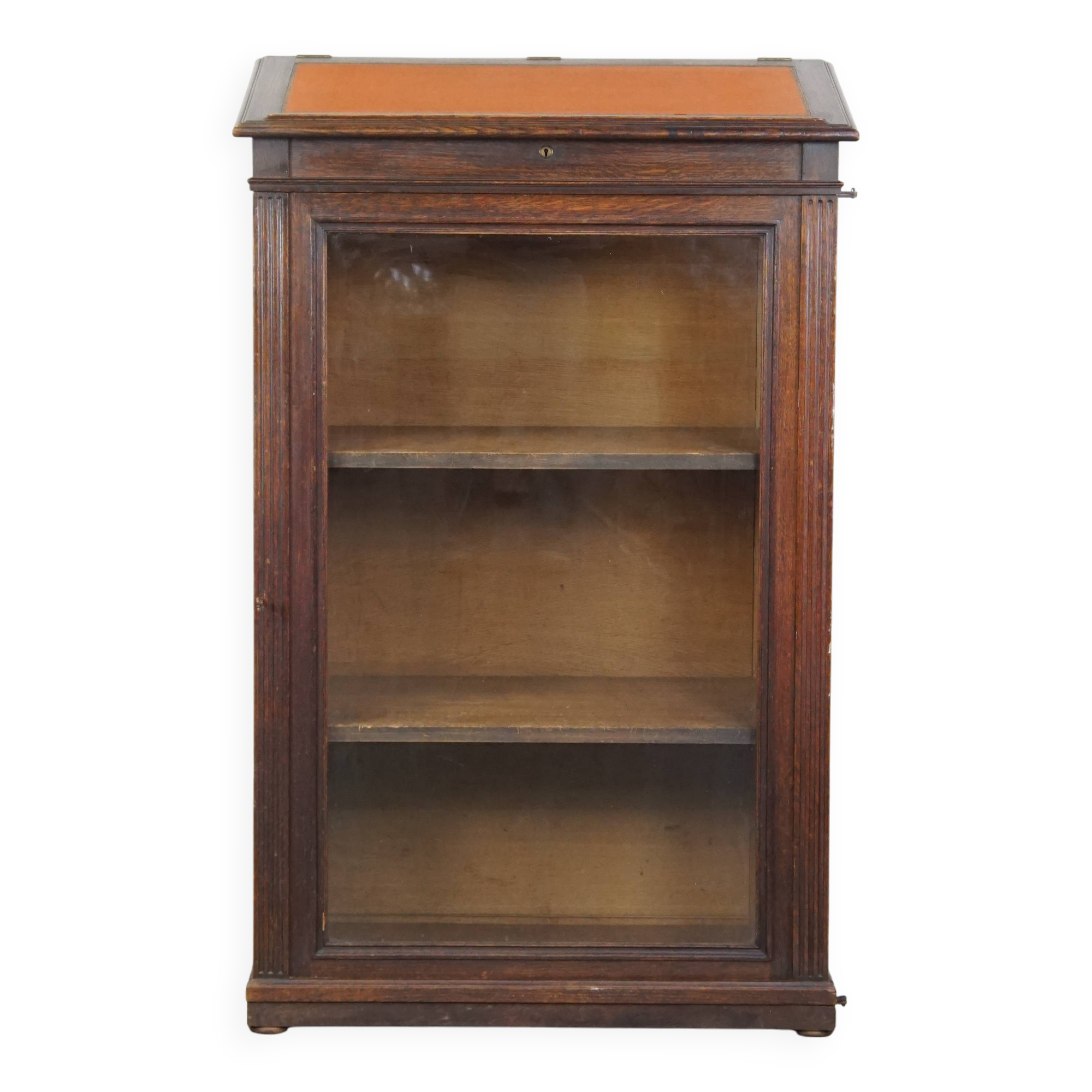 Antique Display Cabinet / Lectern / Showcase Cabinet Made of Oak with Glass