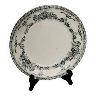 Assiette ancienne terre de fer Salins modèle Ninon décor vert