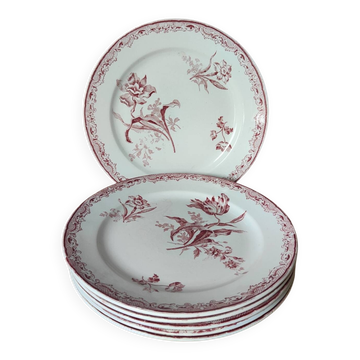 6 Fontanges model dessert plates by Sarreguemines