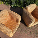 Large rattan armchairs