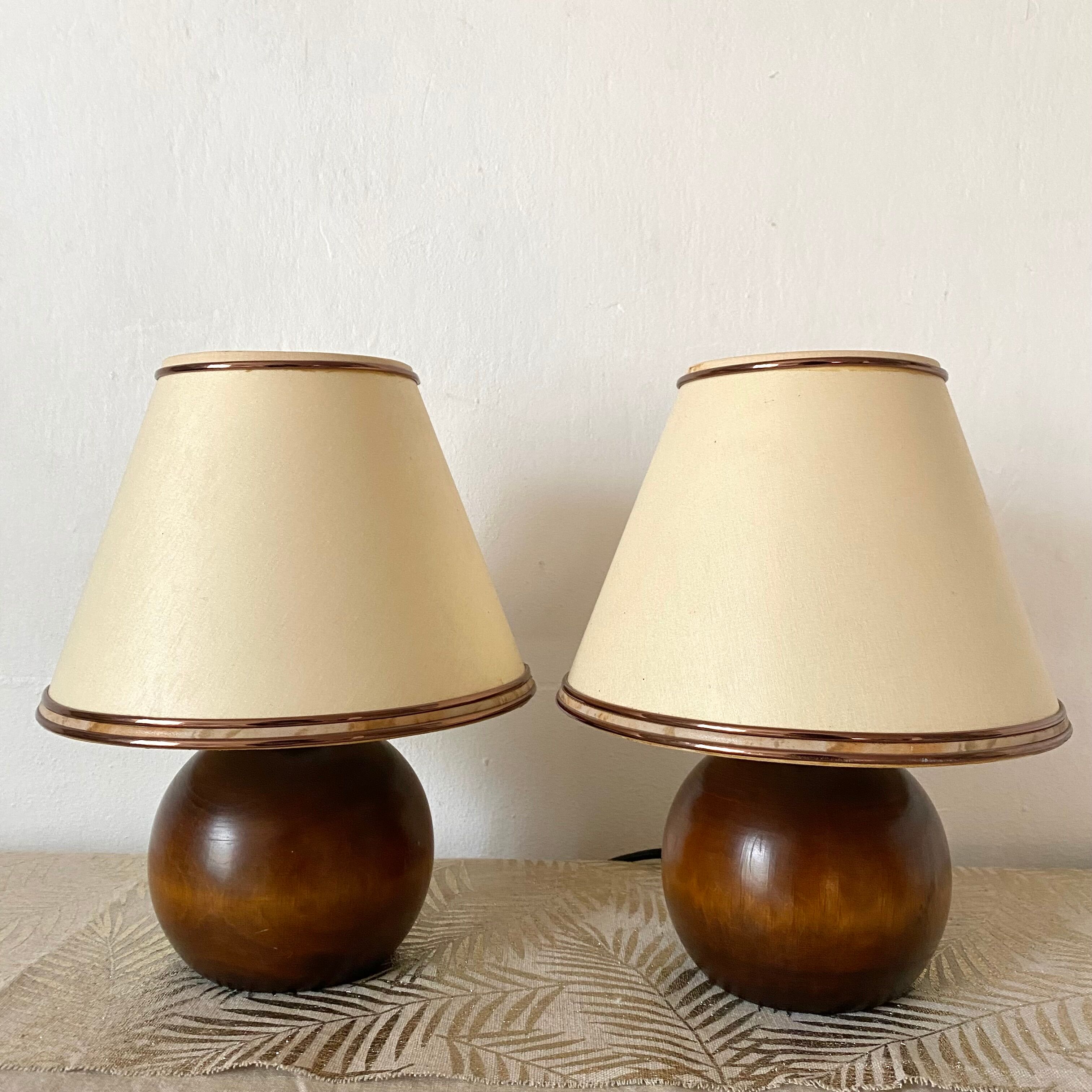 Pair of bedside lamps foot ball
