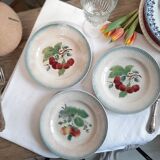 3 dessert plates St Amand cherry