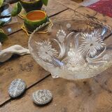 50s molded glass footed bowl