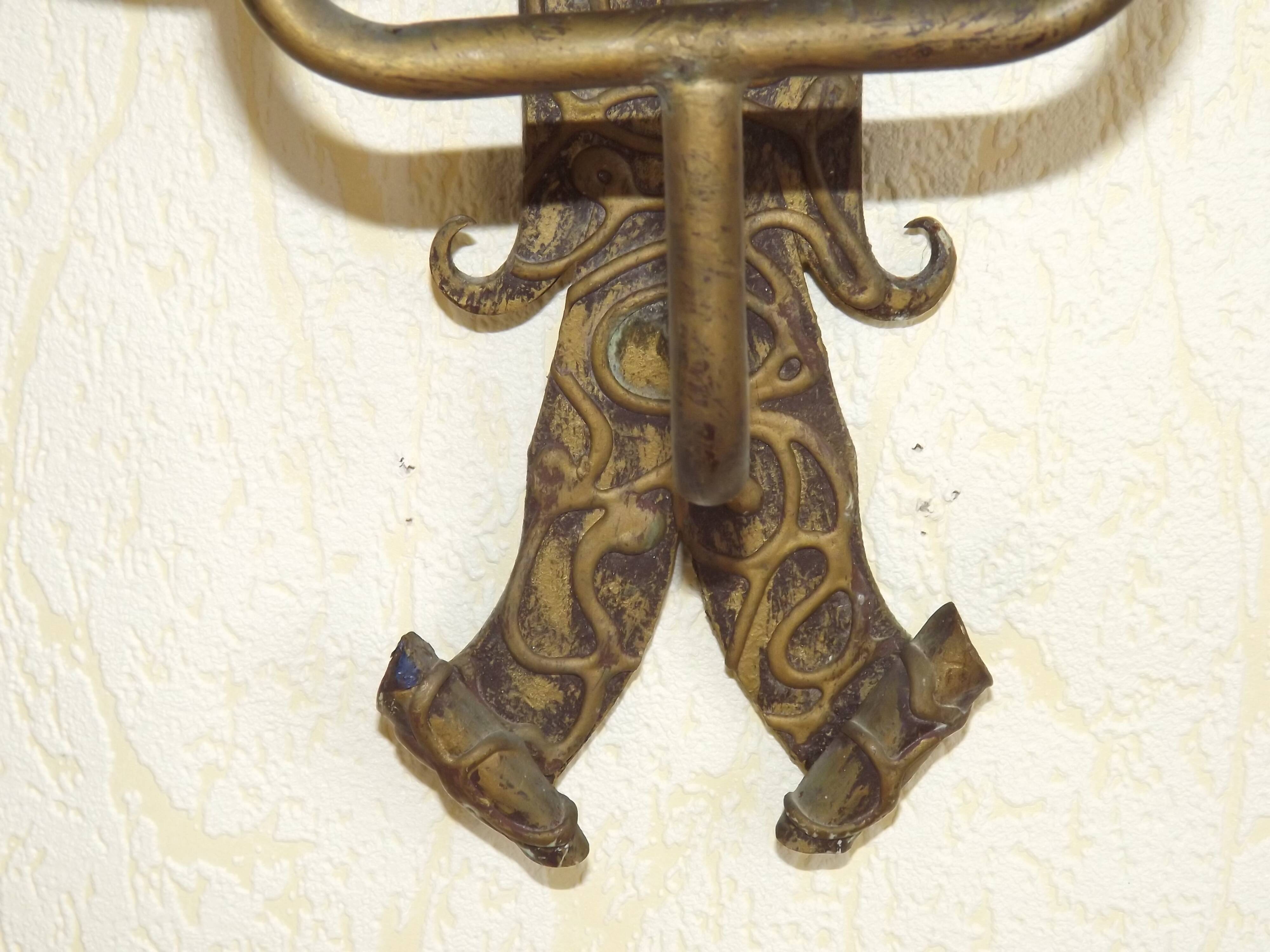 Double Hand Forged Wrought Iron Medieval Style Wall Light with Amber Glass Shade