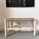 Moroccan wooden and rope bench – Checkerboard weave