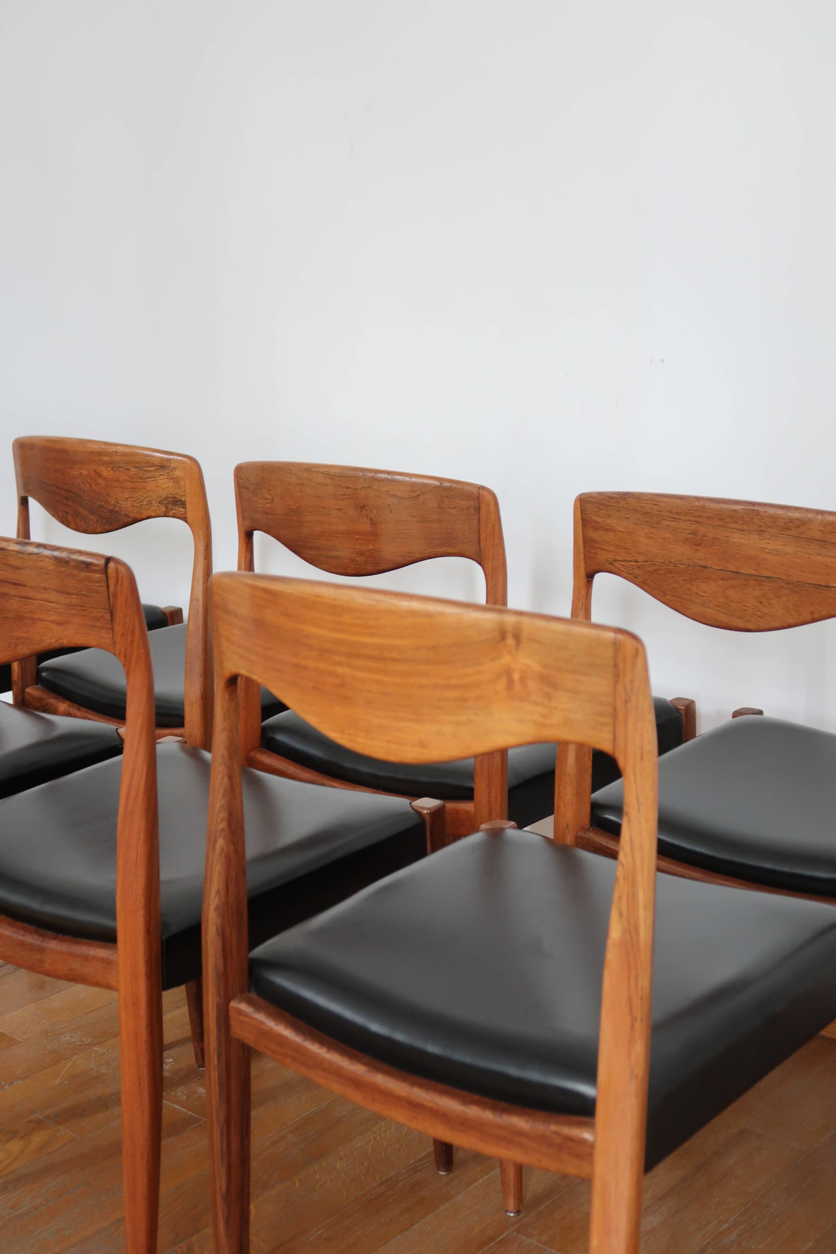 Lot de 8 chaises scandinaves palissandre skaï