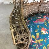 "Emmanuelle" type chair in rattan and wicker 70s