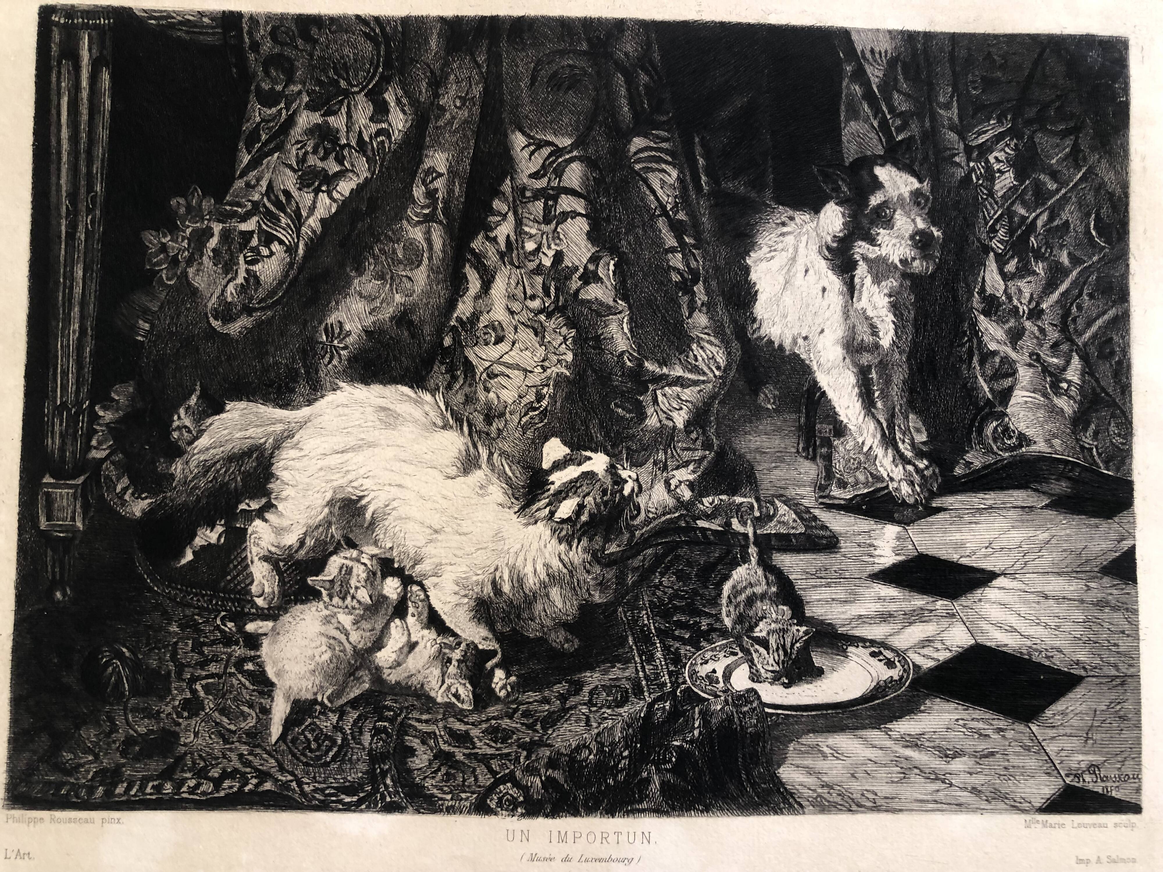 1 lot 6 prints revue l'art late 19th century: importun, desmoulins, cabaret, venice, chaumieres, menetrier
