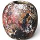 Round stoneware vase by David Whitehead, La Borne, polychrome.