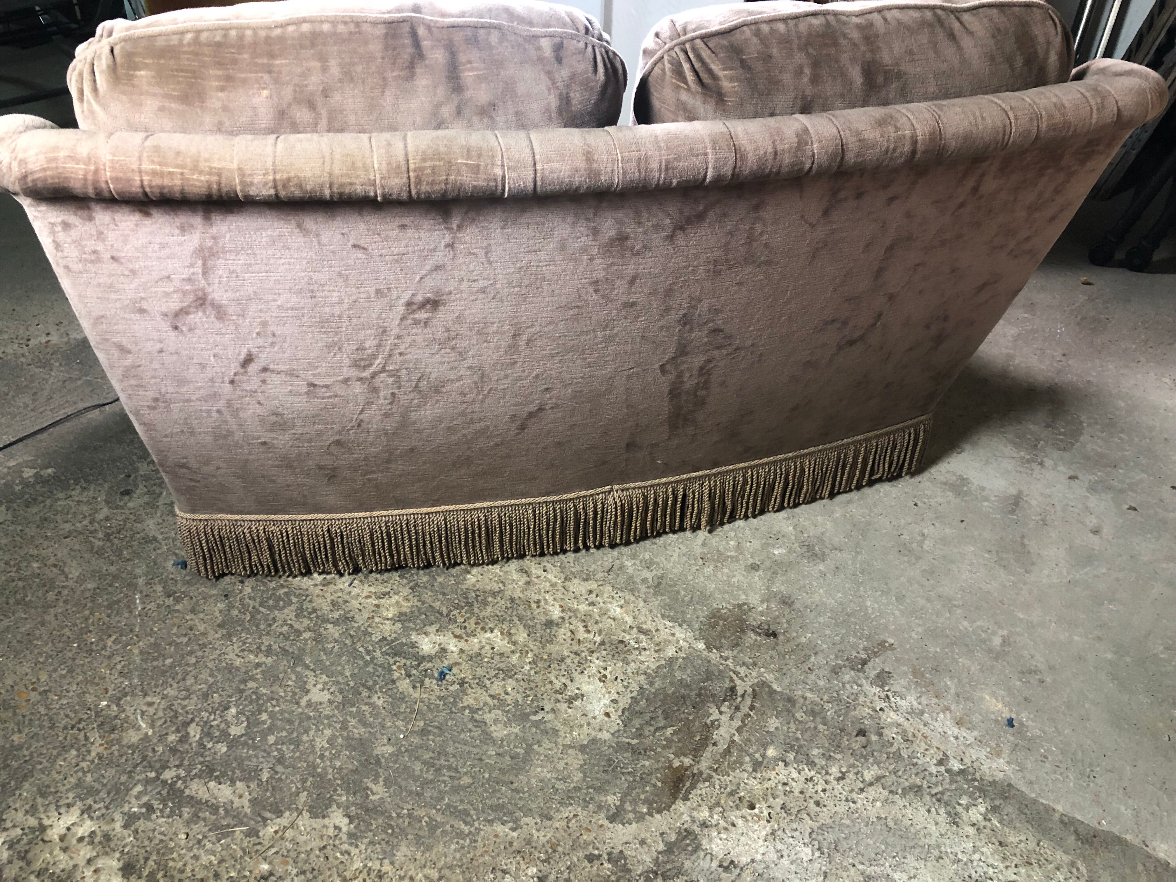 vintage velvet taupe sofa 70's style
