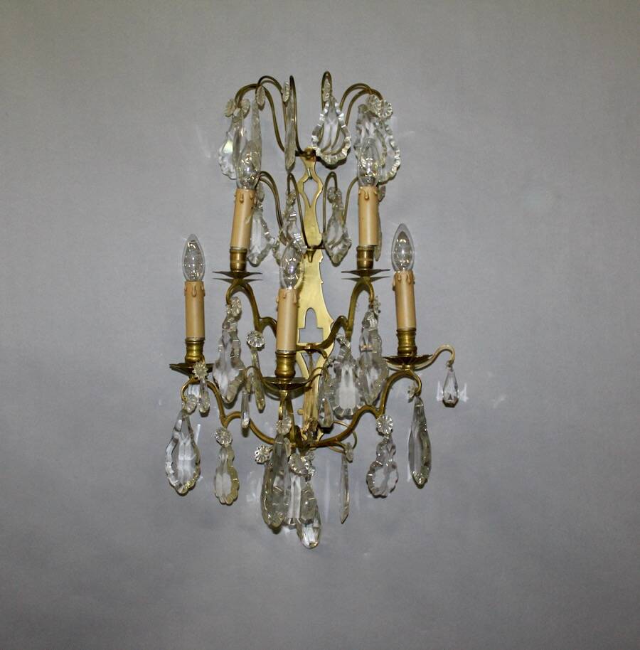 Large Bronze Wall Light with Pendants