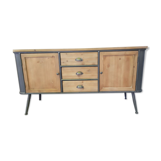 Tv cabinet solid wood metal 145x48x74 3 drawers