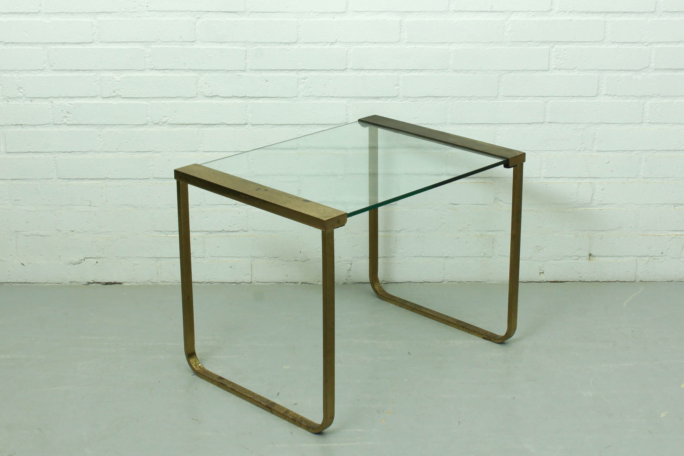 Mid Century Hollywood Regency Coffee Table brass and glass, Italy 1970s