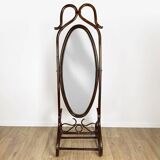 Curved wooden psyche mirror from the 60s