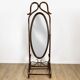 1960s curved wooden cheval mirror