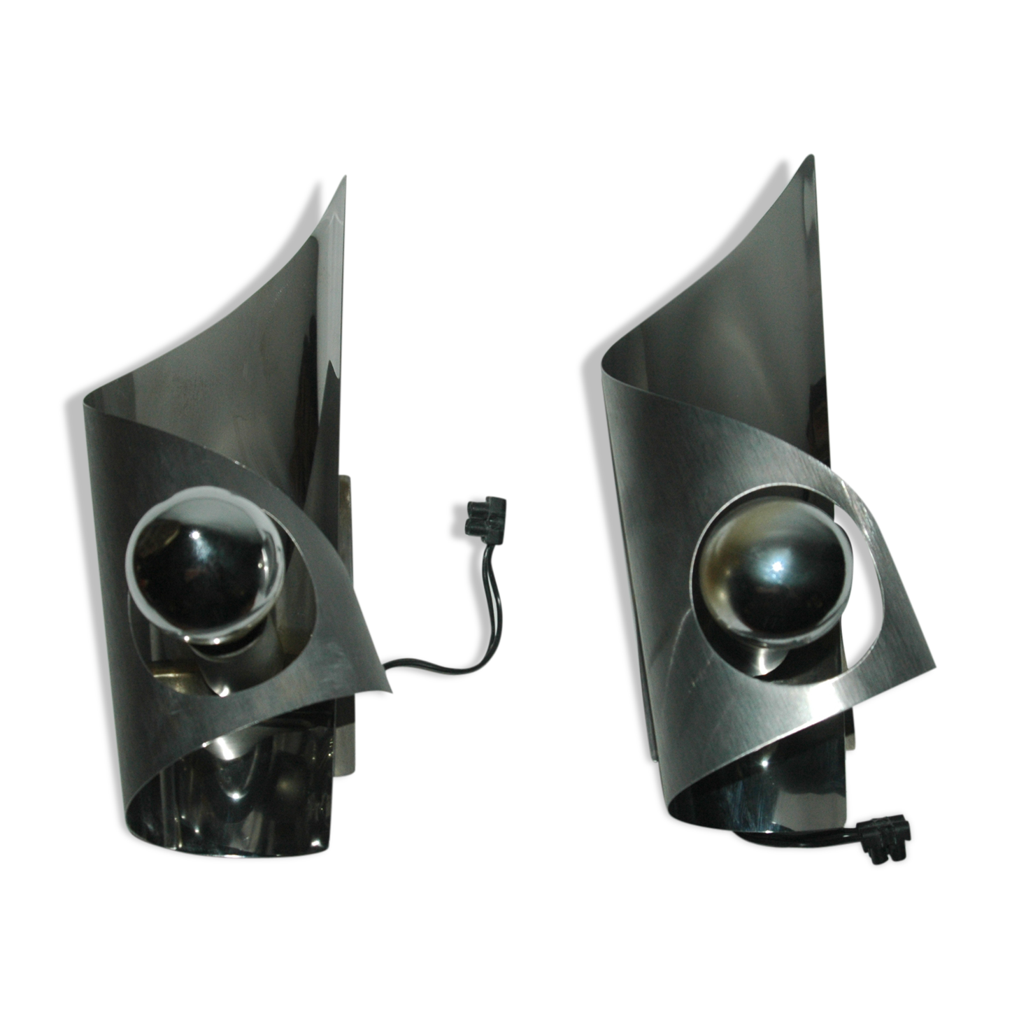 lot of 2 70's brushed aluminum wall light