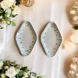 Pair of antique earthenware butter dishes from Saint-Amand (Nord)