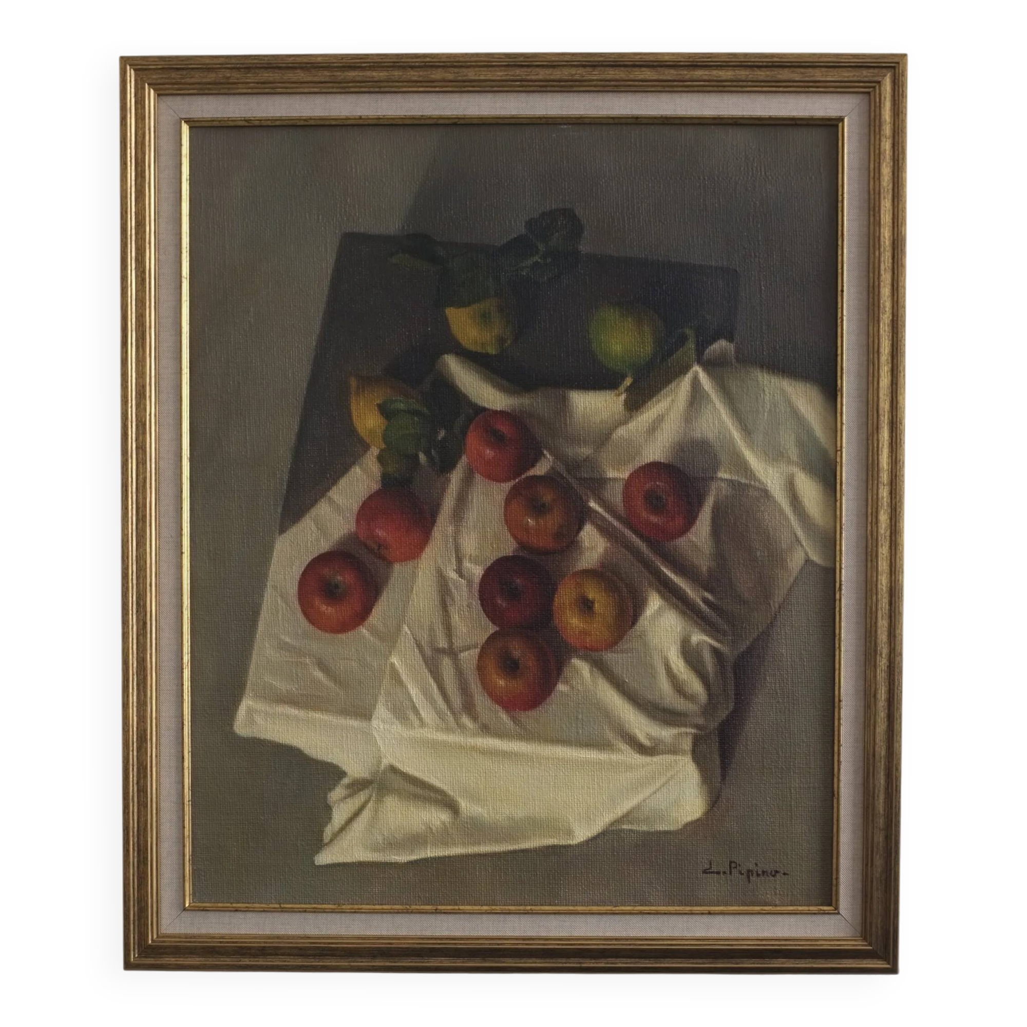 Vintage realism still life oil painting by Pipino | Italy