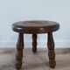 low tripod stool wood, bobbin leg, vintage