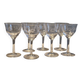 7 verres à vin blanc, porto anciens en cristal