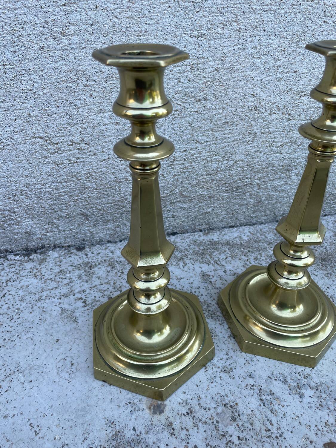 Pair of candlesticks, antique solid brass candlestick