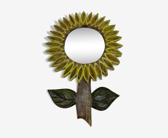 Miroir tournesol fleur céramique céramiste Burel | Selency