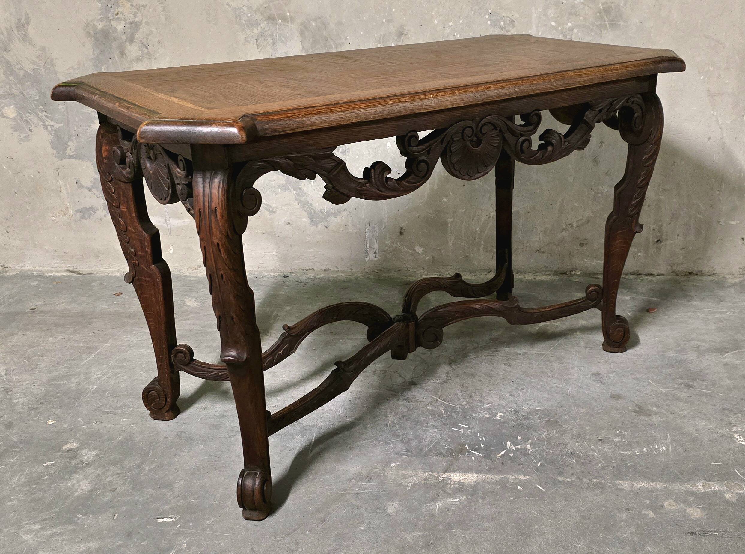Oak side table – Louis XV style – late 19th century