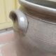 Old grease maker with two handles in gray glazed sandstone early 20th century