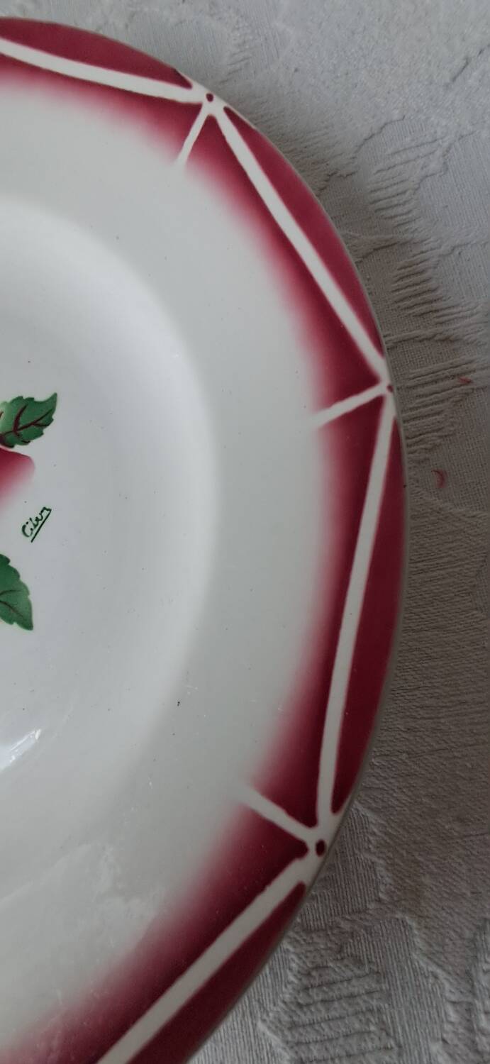 Large round platter, Cibon model, by Digoin Sarreguemines. Vintage