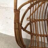 Wicker armchair rattan bamboo 60s large backrest