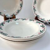 Set of 6 deep plates - Holly Model - HB&M Earthenware - 1900